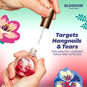 Blossom Cuticle Oil Watermelon with a floral background