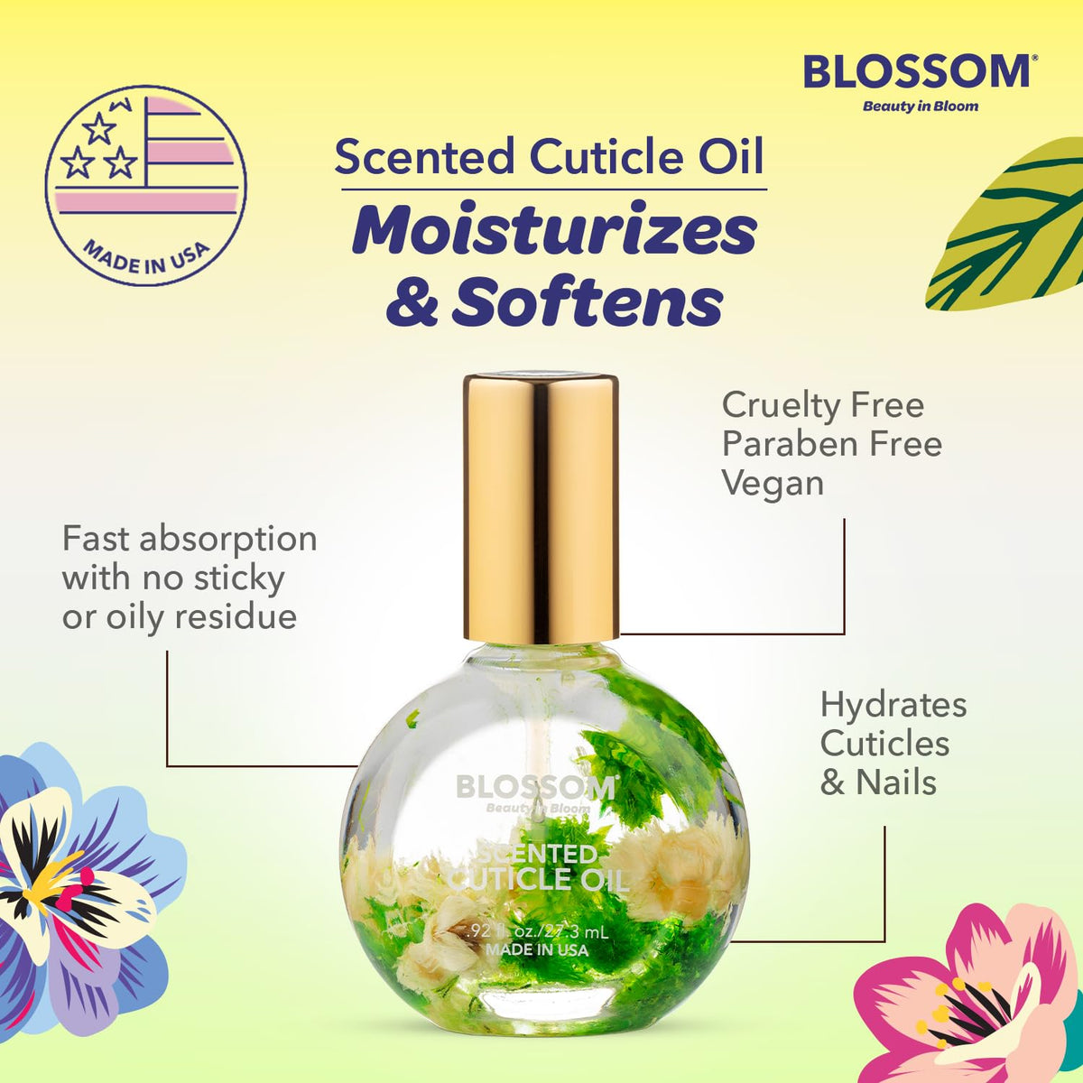 Blossom Cuticle Oil with cherry scent on a vanity
