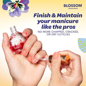 Blossom Cuticle Oil with floral design and Glazed Donut scent