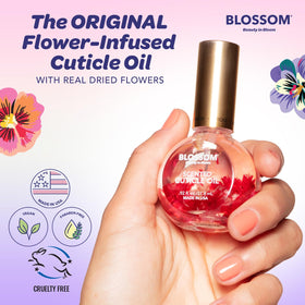 Blossom Cuticle Oil with lavender and rose flowers