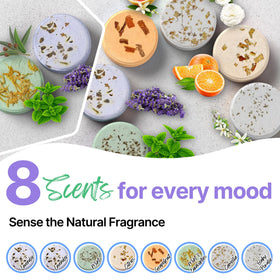 BLRIET Shower Steamers displayed with natural ingredients