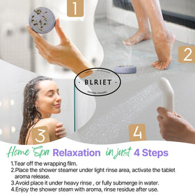 BLRIET Shower Steamers in a relaxing bathroom environment