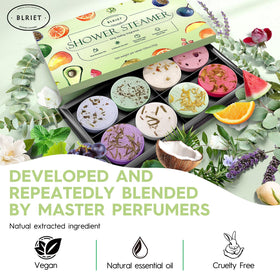 BLRIET shower steamers in a relaxing bathroom setting