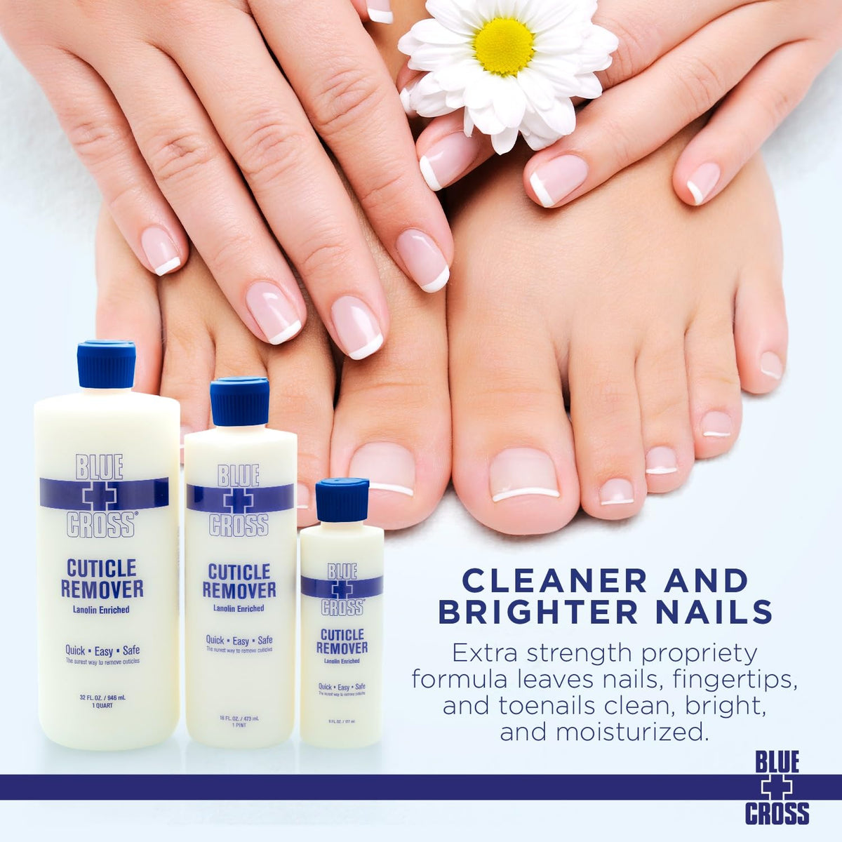 Blue Cross Cuticle Remover 16 oz side view