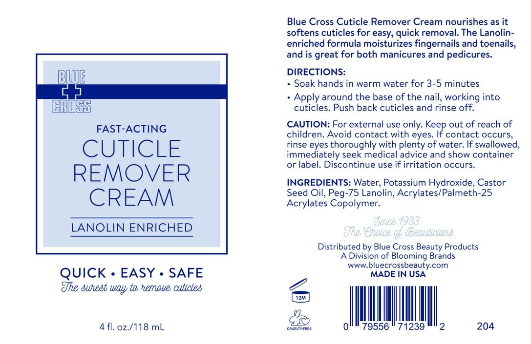 Blue Cross Cuticle Remover Cream ingredients list