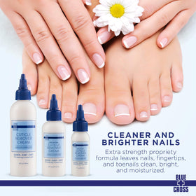 Blue Cross Cuticle Remover Cream on a manicure table