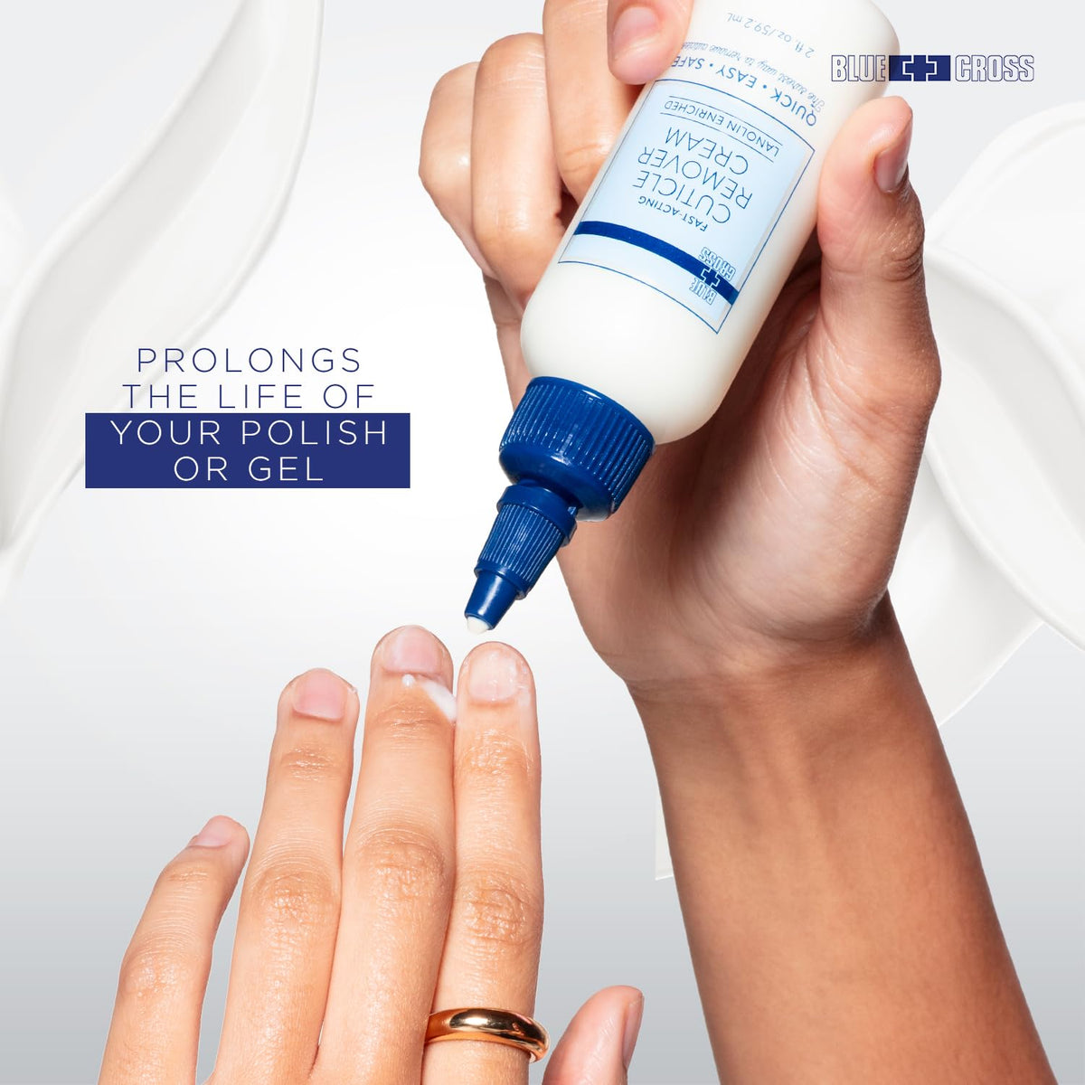 Blue Cross Cuticle Remover Cream with cuticle pusher