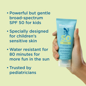 BLUE LIZARD Kids Mineral Sunscreen Lotion SPF 50 showing packaging details