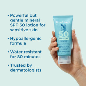 BLUE LIZARD Sensitive Mineral Sunscreen SPF 50+ back view 3 oz tube