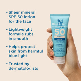 BLUE LIZARD Sheer Face Mineral SPF 50 Sunscreen Lotion back view