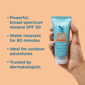 BLUE LIZARD Sport Mineral SPF 50 Sunscreen Lotion back view