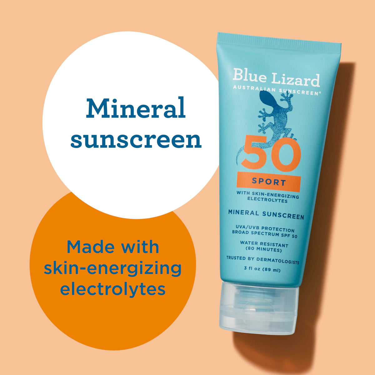BLUE LIZARD Sport Mineral SPF 50 Sunscreen Lotion cap colour change