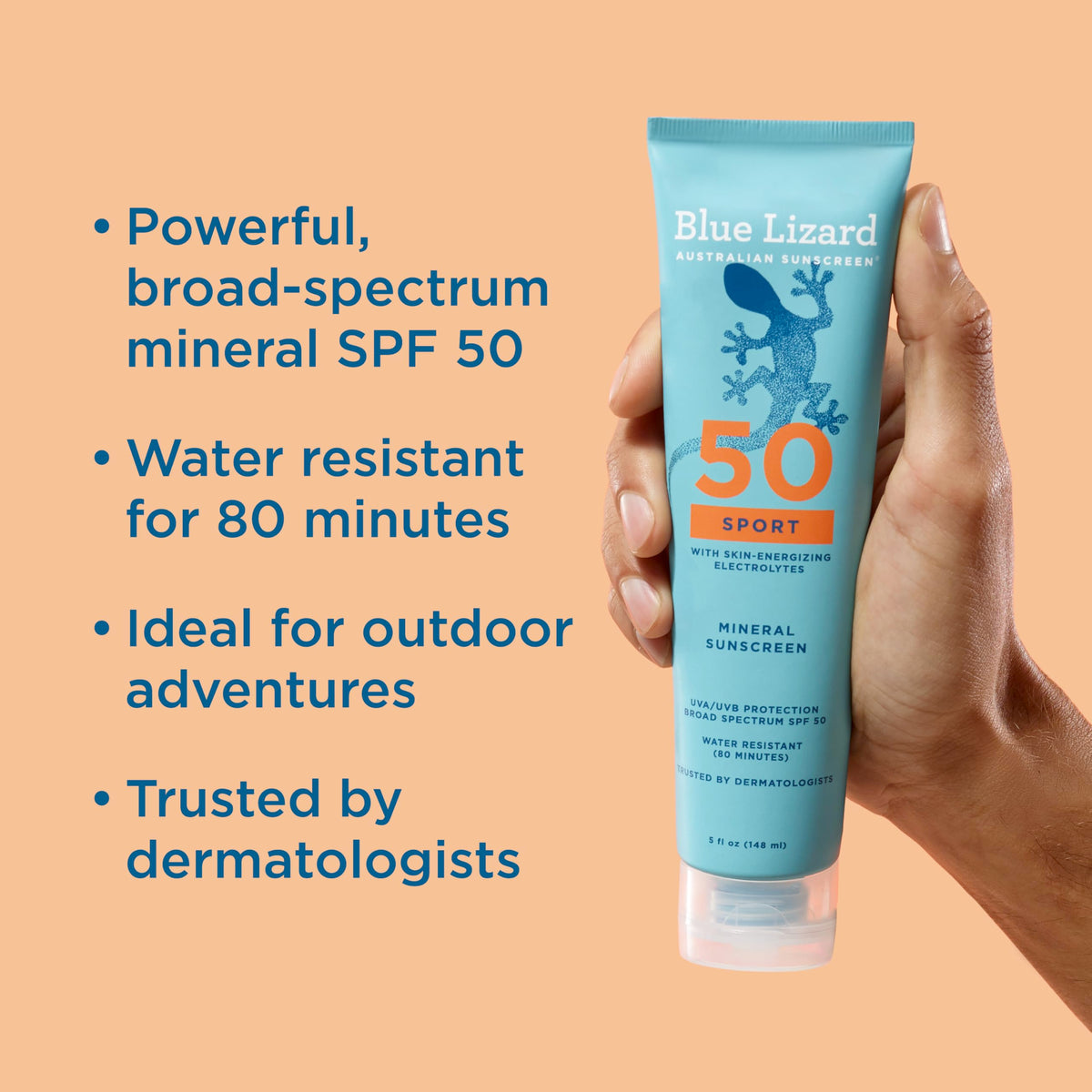 BLUE LIZARD Sport Mineral Sunscreen Lotion SPF 50 back view