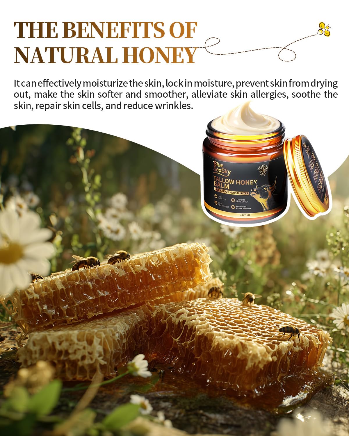 Blue Sea Sky Organic Whipped Beef Tallow Moisturiser application on skin