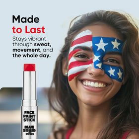 Blue Squid face paint stick with easy removal demonstration
