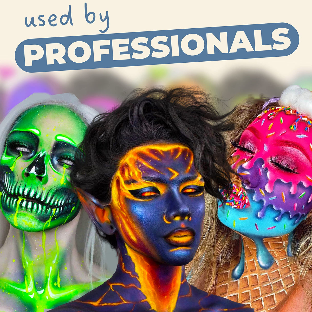 Blue Squid face painting kit packaging with 12 colours