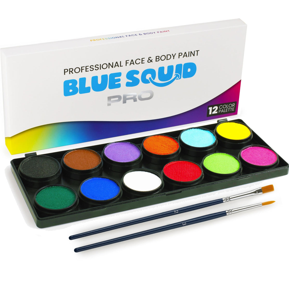 Blue Squid PRO Face Painting Kit with 12 vibrant colours and brushes