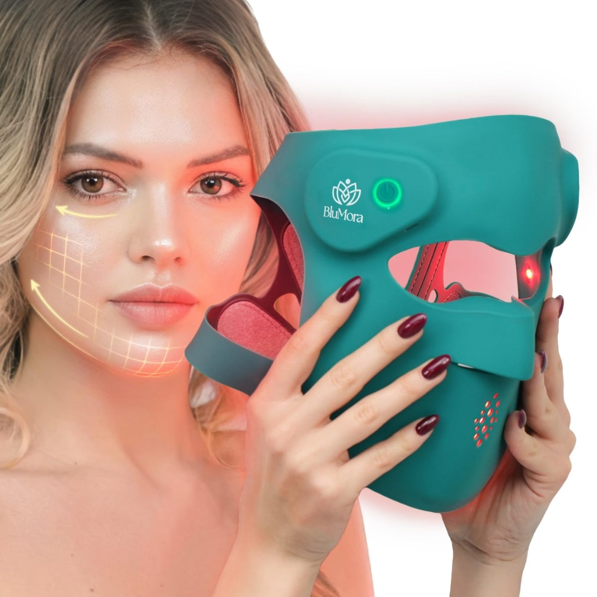 BluMora LED Face Mask side view with adjustable straps