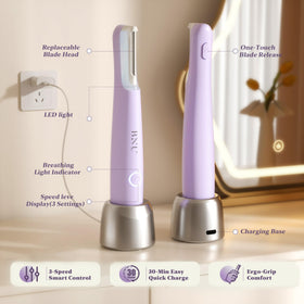 BNU Dermaplane Razor demonstrating LED light in use