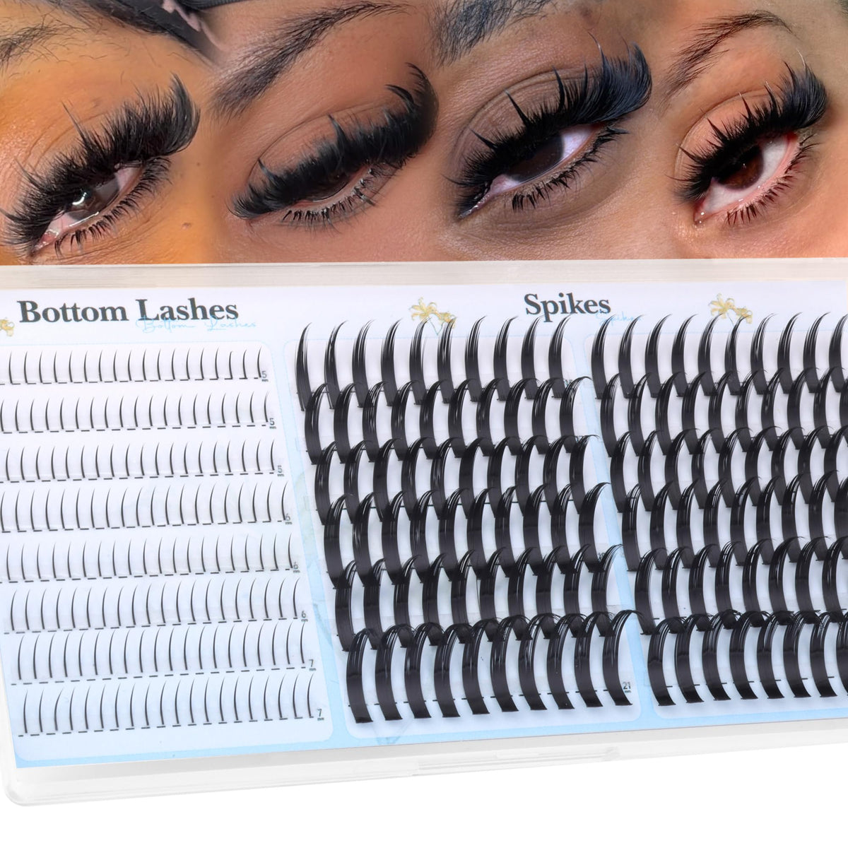 Boahankuke Lash Clusters 15-21MM D Curl spikes front view