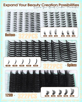 Boahankuke Lash Clusters 322PCS with detailed style descriptions