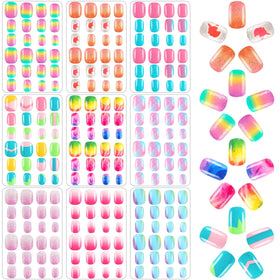 BOARDFEB Kids Press On Nails 216 Pcs front view with colourful designs