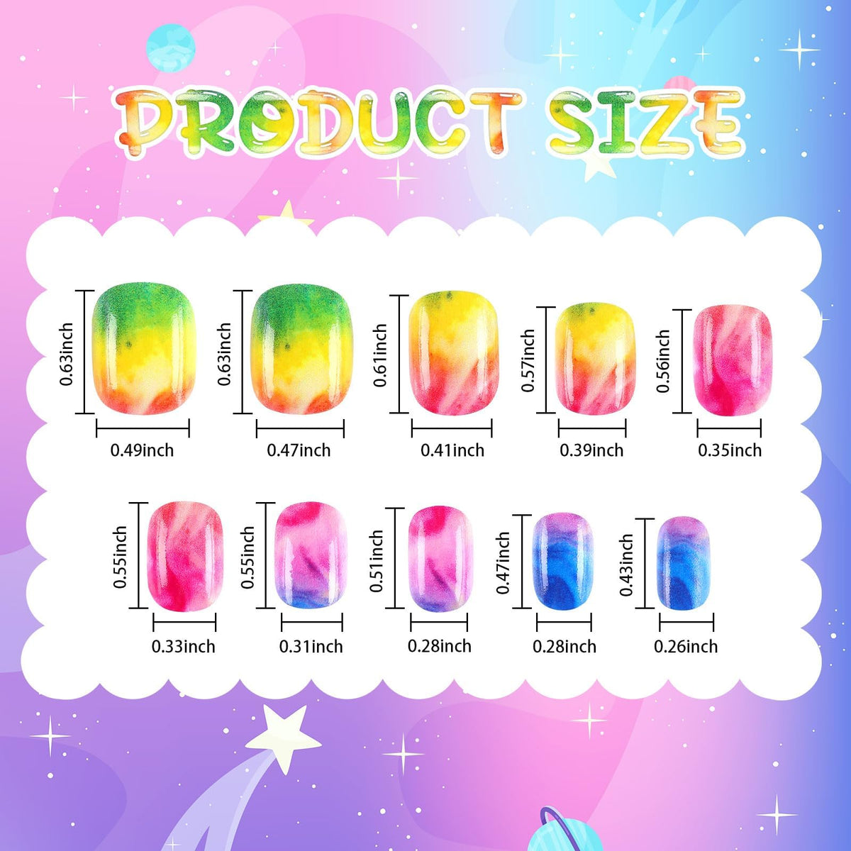 BOARDFEB Kids Press On Nails 216 Pcs showing various styles in packaging