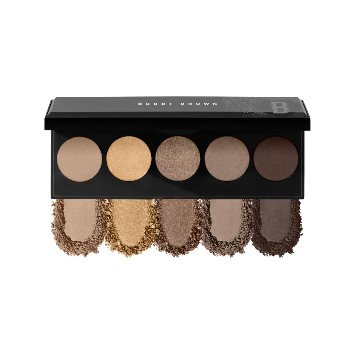 Bobbi Brown All Nudes Eyeshadow Palette front view with 5 shades