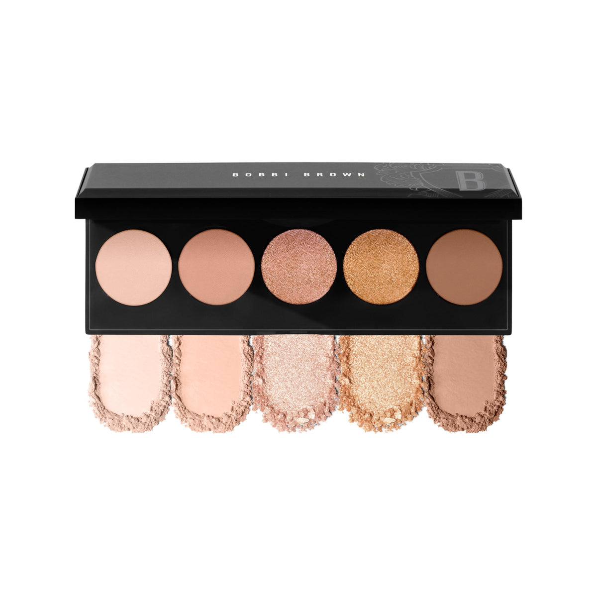 Bobbi Brown All Nudes Eyeshadow Palette front view with 5 shades