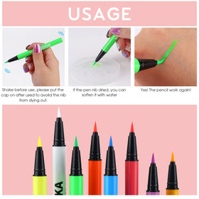 BOBISUKA Neon Eyeliner in various colours on a makeup table