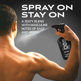 BOD man Black Fragrance Body Spray in use during morning routine