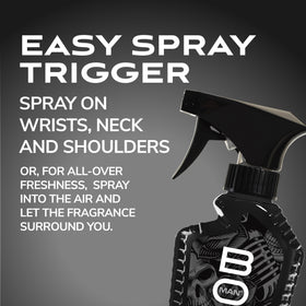 BOD man Black Fragrance Body Spray lifestyle scene on a bathroom shelf