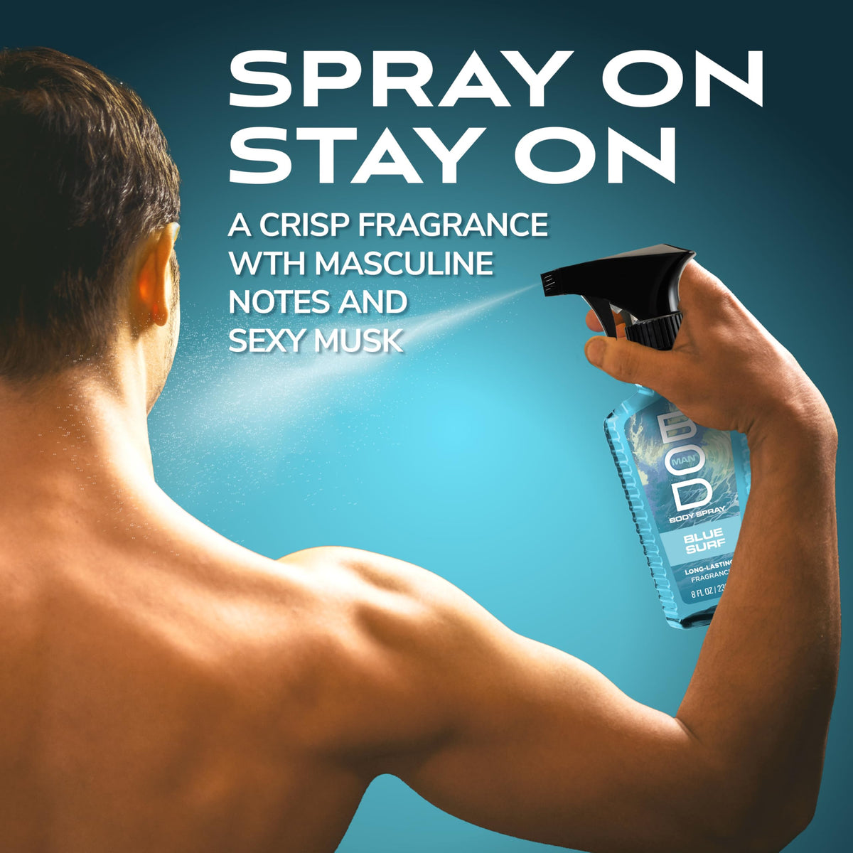 BOD man Blue Surf Body Spray 8 fl oz easy-spray trigger close-up