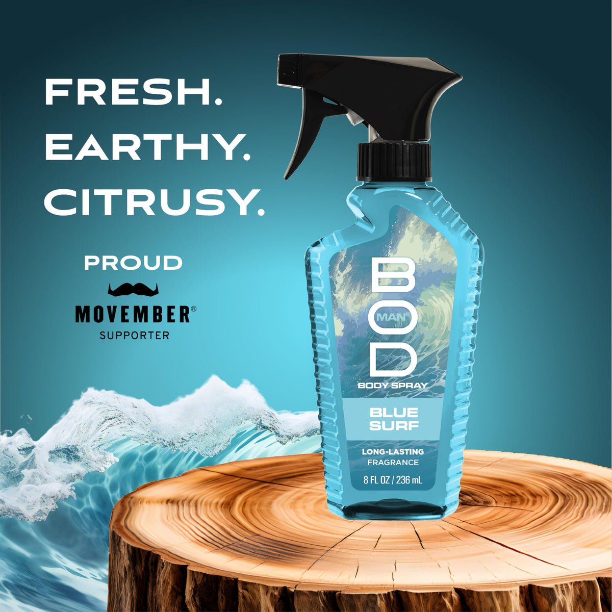 BOD man Blue Surf Body Spray 8 fl oz side view