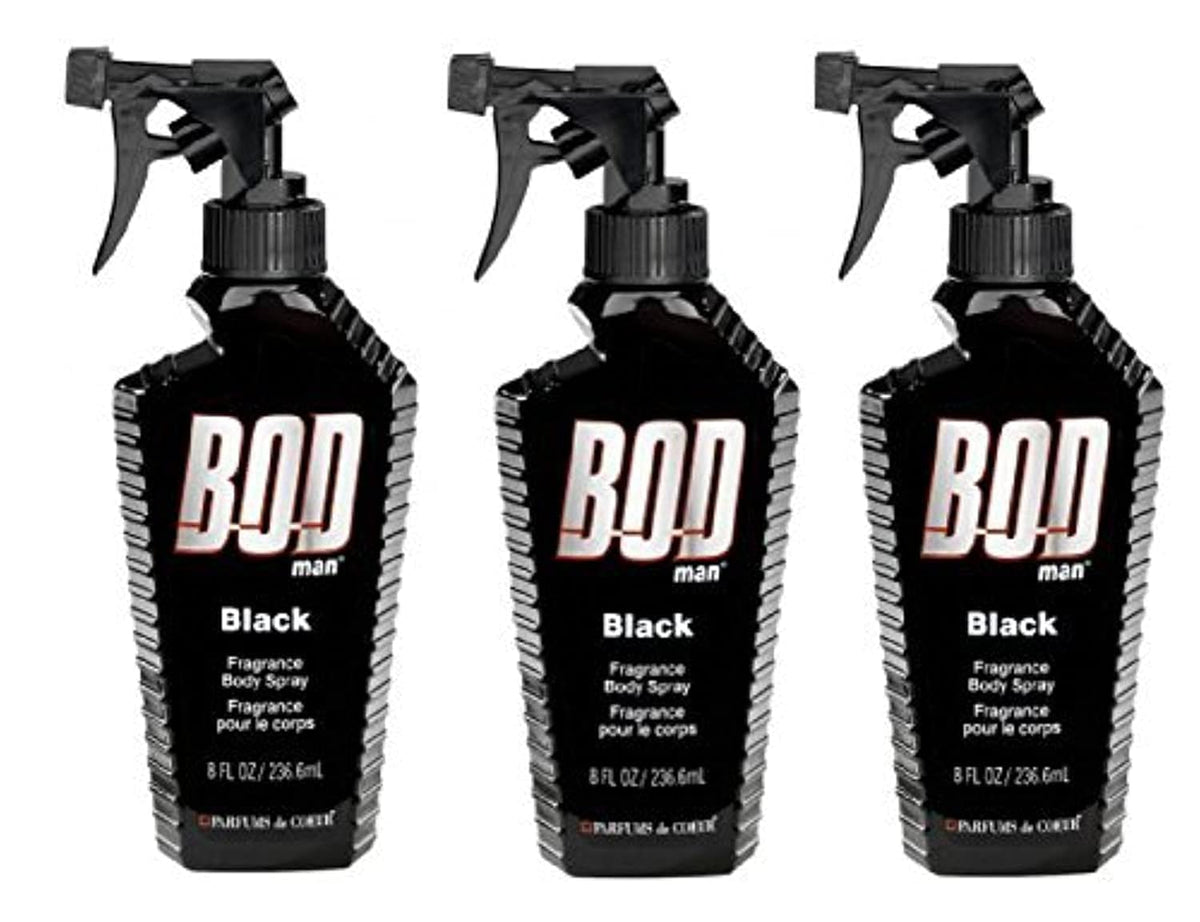 Bod Man Body Spray Black 8 oz bottle front view