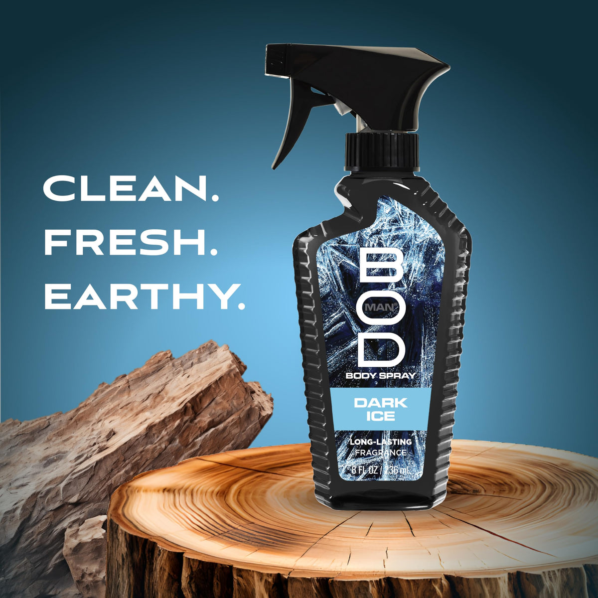 Bod Man Dark Ice Body Spray side view with cap
