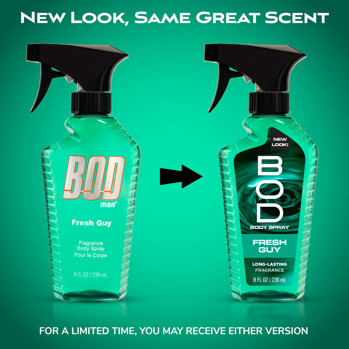 BOD man Fresh Guy Body Spray back view with ingredient list