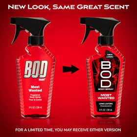 Bod Man Most Wanted Fragrance Body Spray packaging
