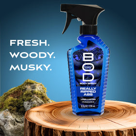 Bod Man Really Ripped Abs Body Spray side view with cap