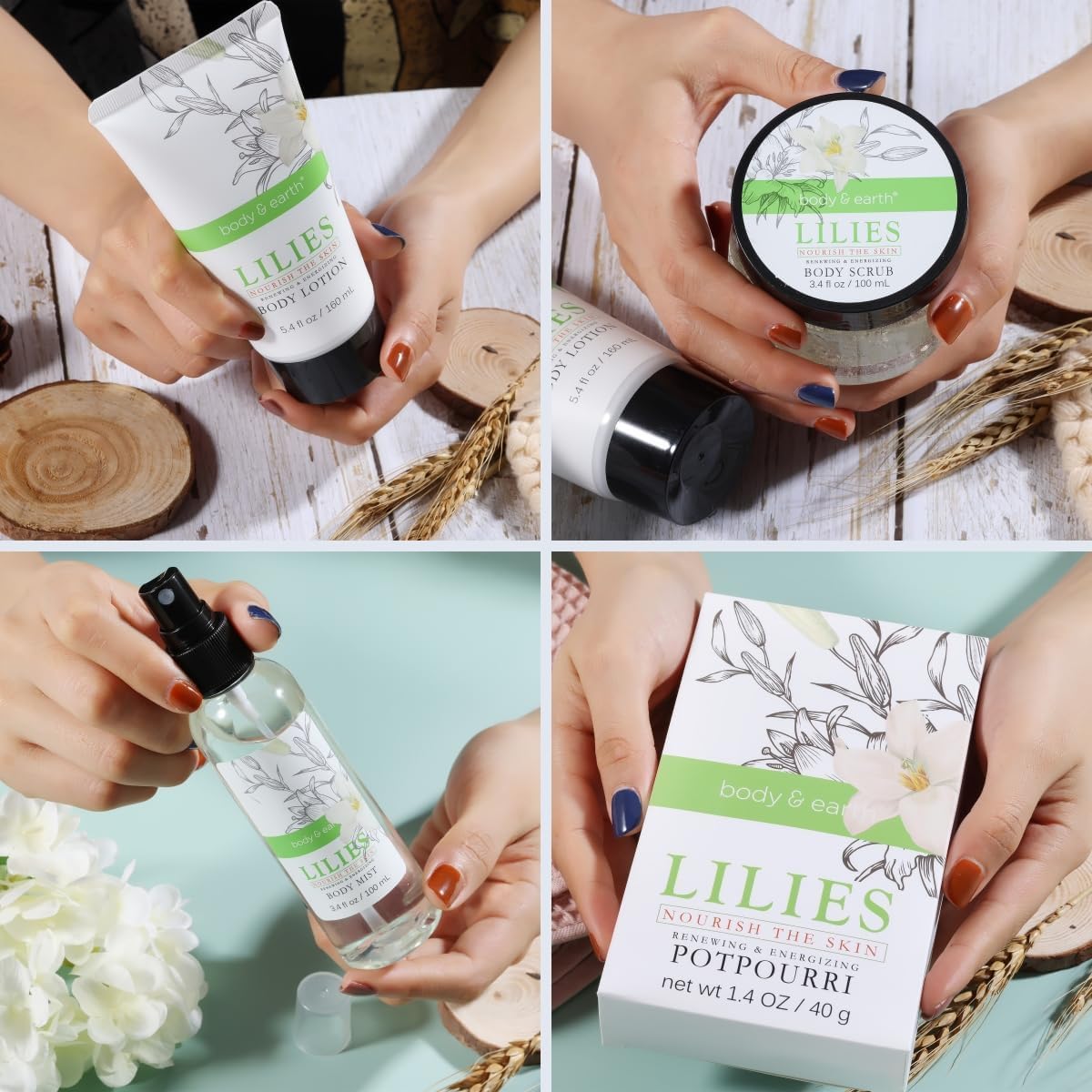 BODY & EARTH bath salt packaging in spa gift basket