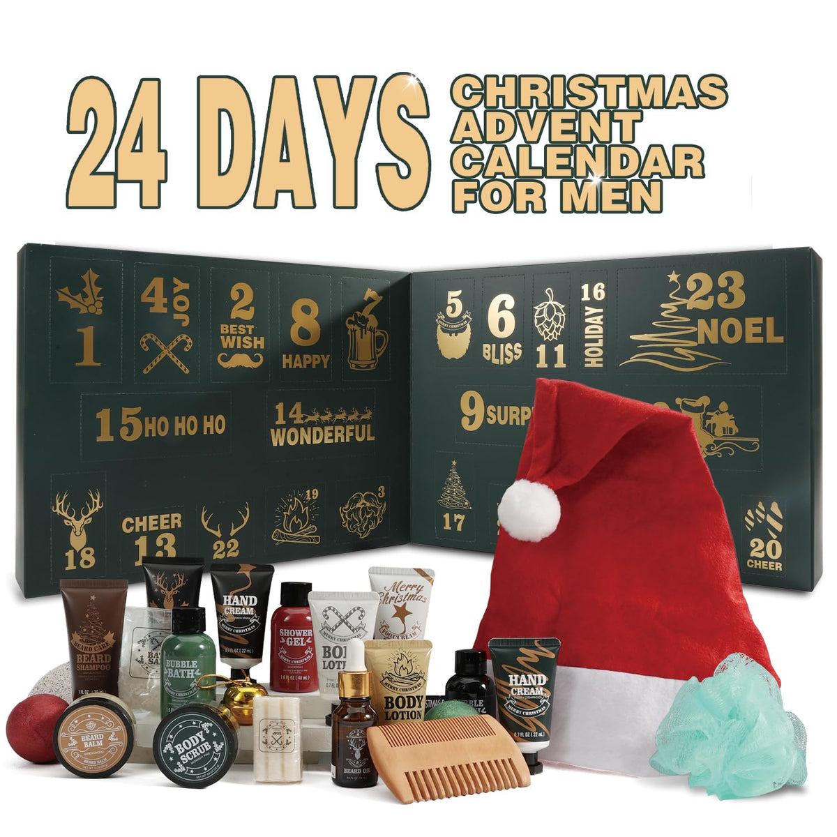BODY & EARTH beard care products inside Advent Calendar