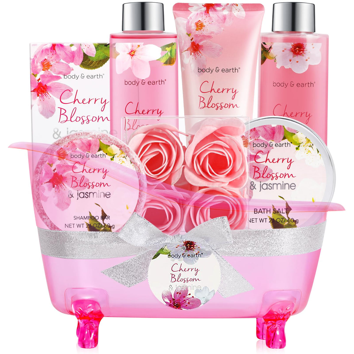 BODY & EARTH Cherry Blossom & Jasmine Spa Gift Set front view