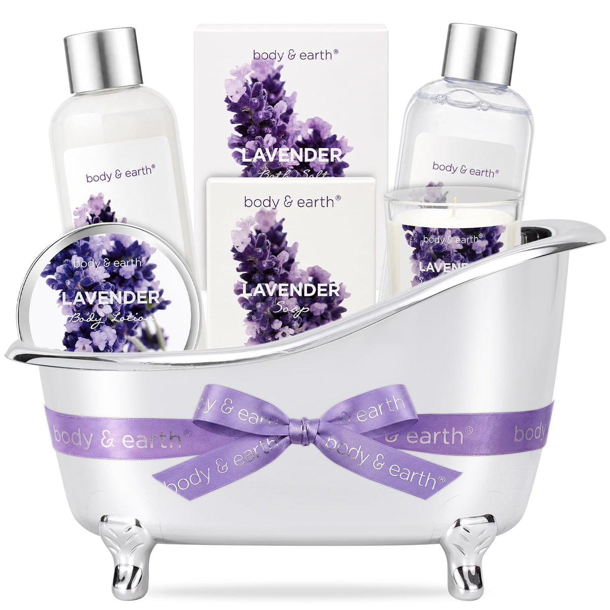 BODY & EARTH Lavender Gift Set with bubble bath and lotion