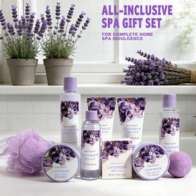 BODY & EARTH Lavender Spa Gift Basket tin with rope handles