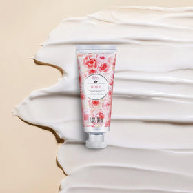 BODY & EARTH # LOVE Cherry Blossom Hand Cream tube close-up