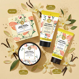 BODY & EARTH # LOVE Hand Cream, body lotion, body scrub, and soap in set