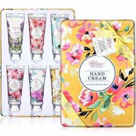 BODY & EARTH # LOVE Hand Cream Gift Set front view with six travel-sized tubes