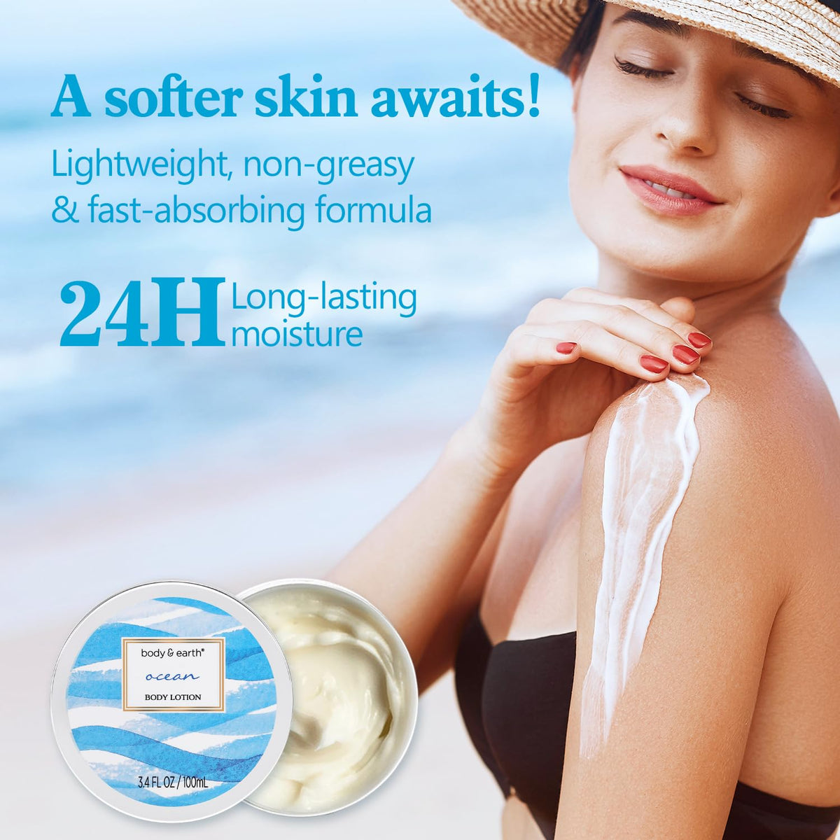 BODY & EARTH Ocean Gift Basket body lotion and bar soap