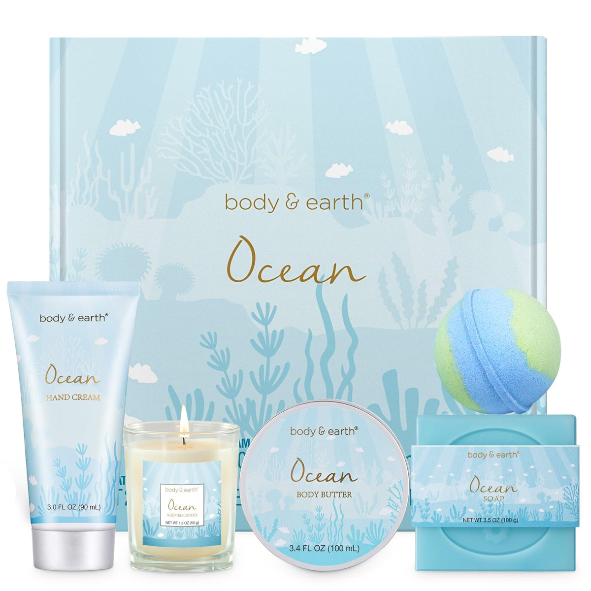 BODY & EARTH Ocean Scented Spa Gift Set front view
