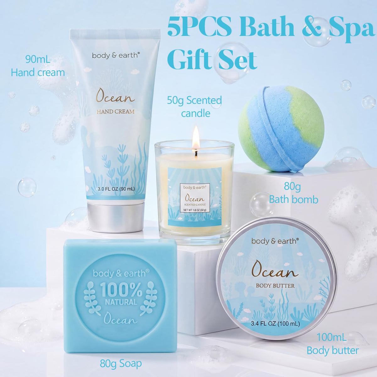 BODY & EARTH scented candle included in the spa gift set